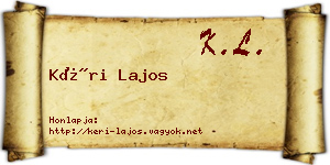 Kéri Lajos névjegykártya