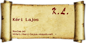 Kéri Lajos névjegykártya